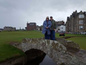 Bill and Lana Standing on the Swilcan Bridge at St. Andrews